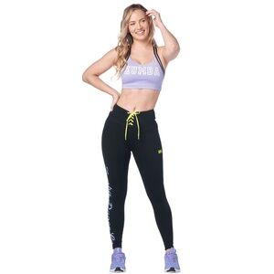 Zumba Dance Co. Laced Up Waistband Ankle Leggings (Size Small)